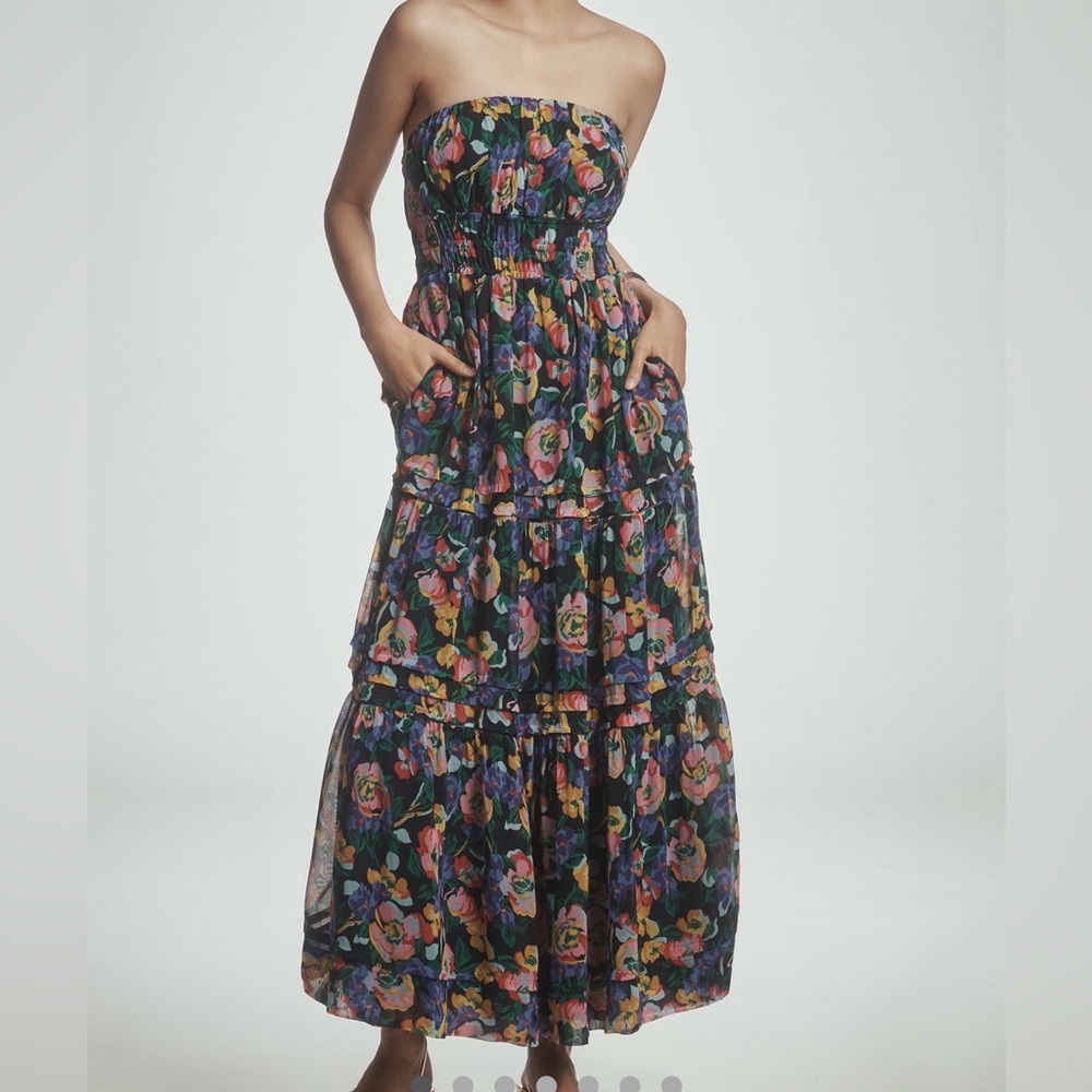 NEW NWT Anthropologie The somerset strapples Floral Maxi Dress size L